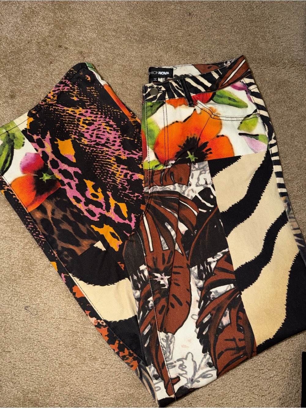 FN Floral & Animal Print Pants